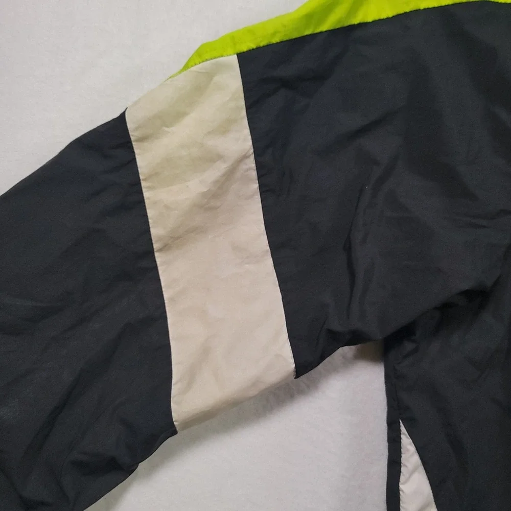 Adidas FR6599 Windbreaker Track Jacket Mens 2XL Black Neon Yellow Colorblock Zip